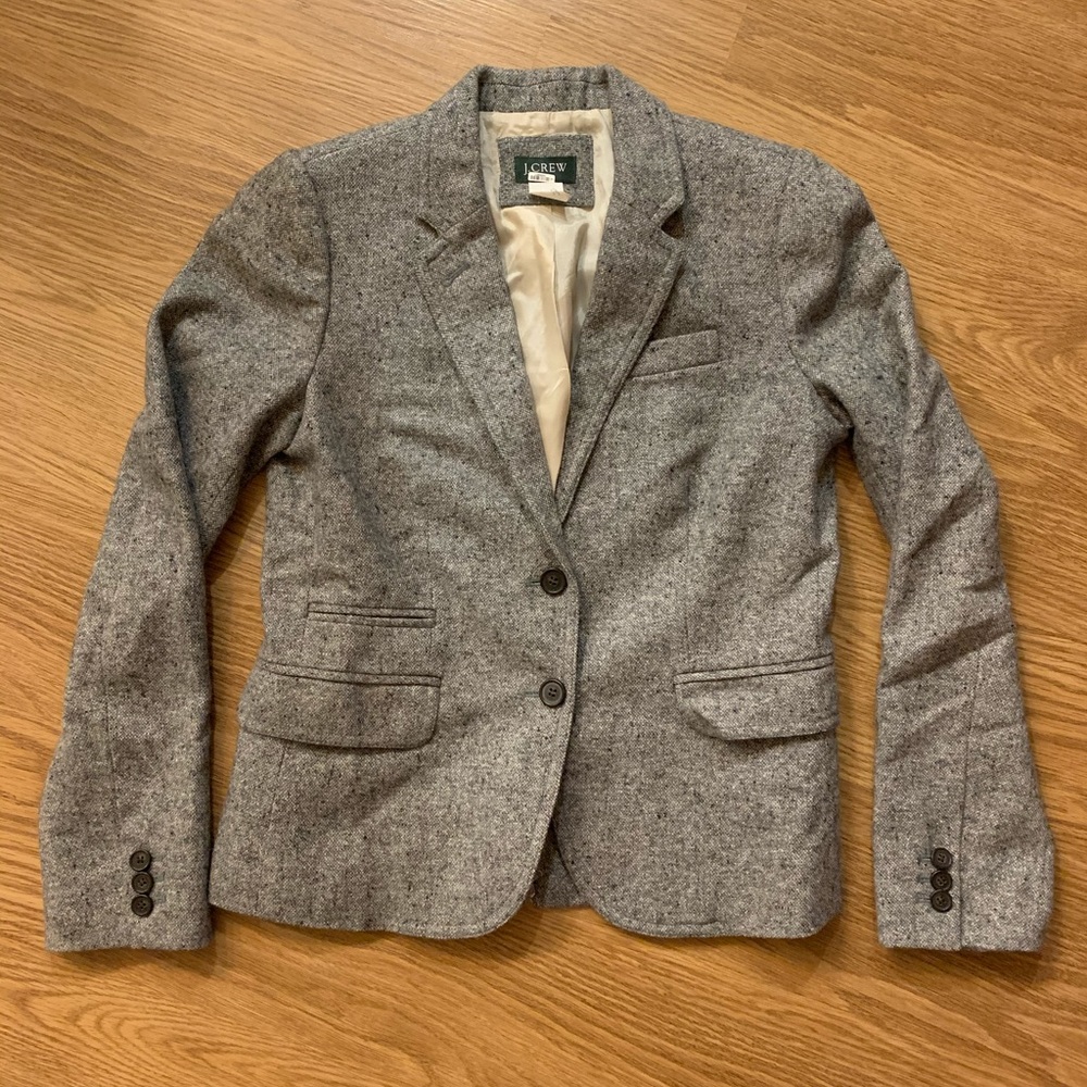 J. Crew Gray Mixed Blend Wool Schoolboy Blazer